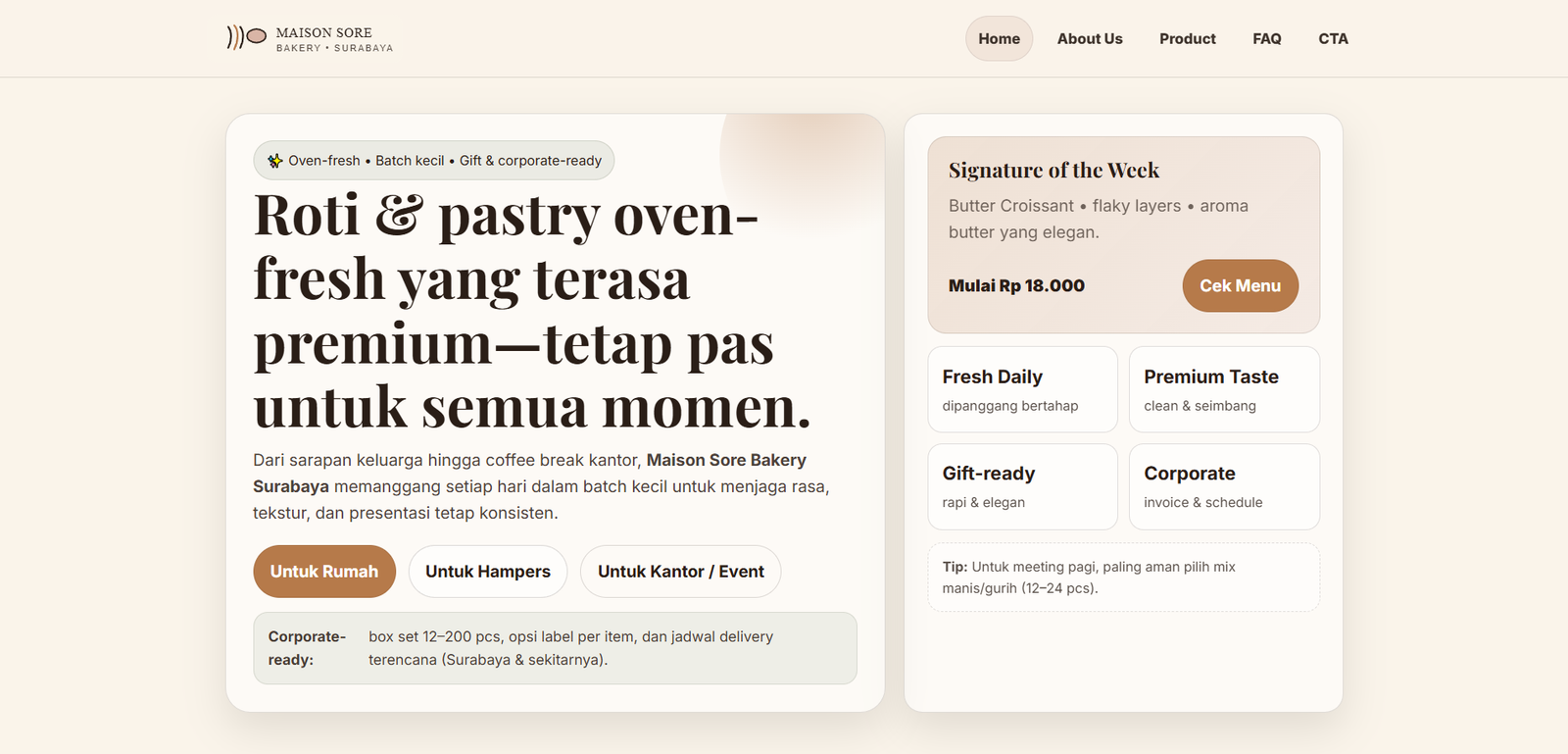 Landing Page Toko Roti